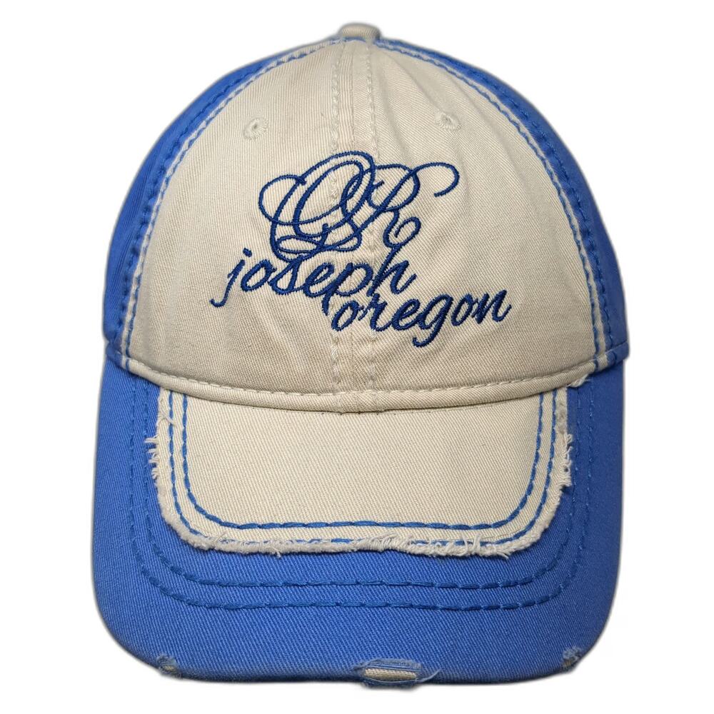 Ace USA Joseph Oregon Baseball Cap Blue Beige One Size Distressed Strapback Hat